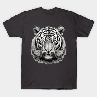 Blue Eyed White Tiger Face T-Shirt